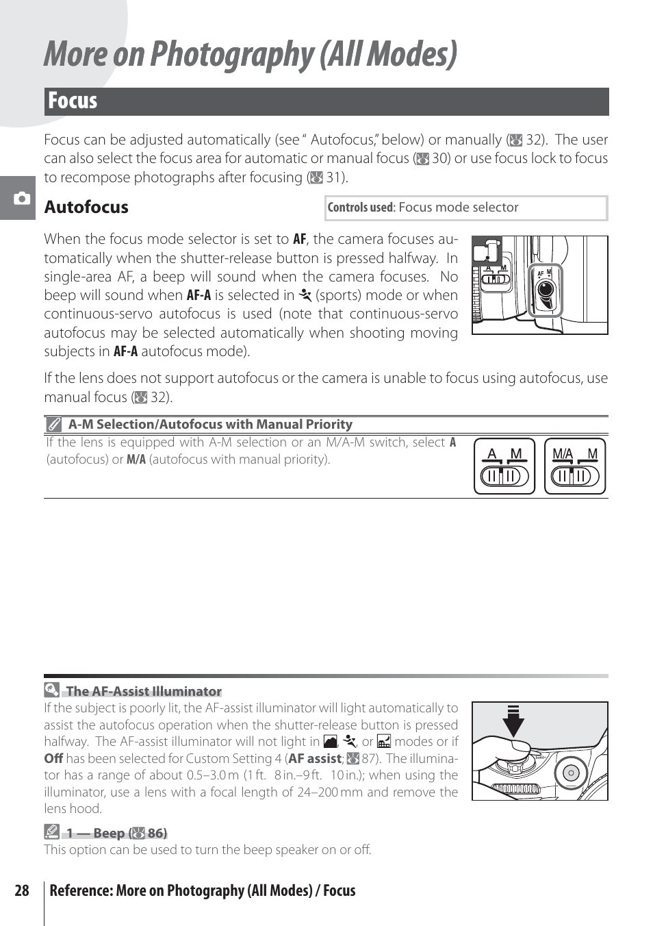 More on photography (all modes), Focus | Nikon D80 User Manual | Page 40 / 162