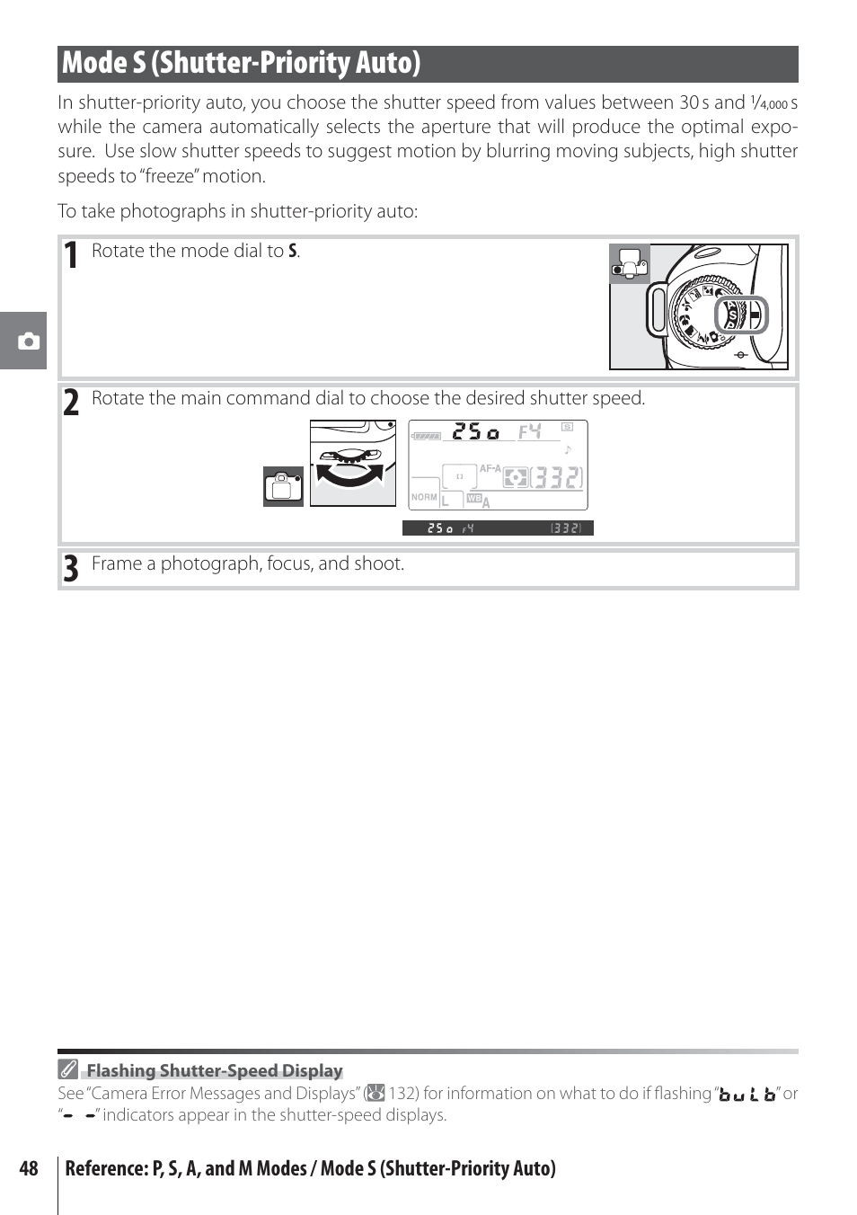 Mode s (shutter-priority auto) | Nikon D80 User Manual | Page 60 / 162