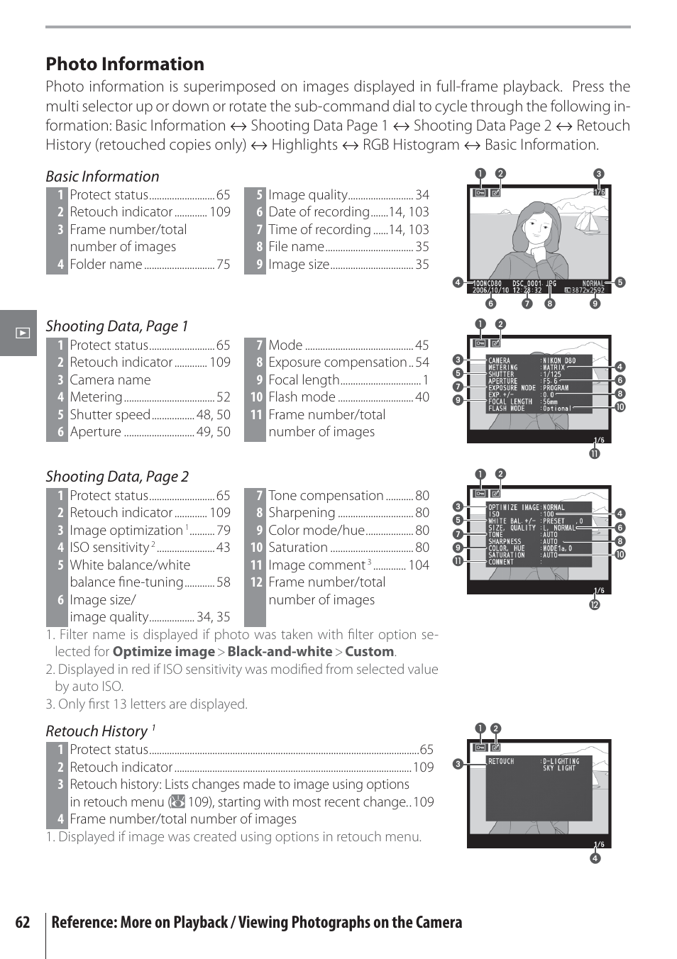 Photo information | Nikon D80 User Manual | Page 74 / 162