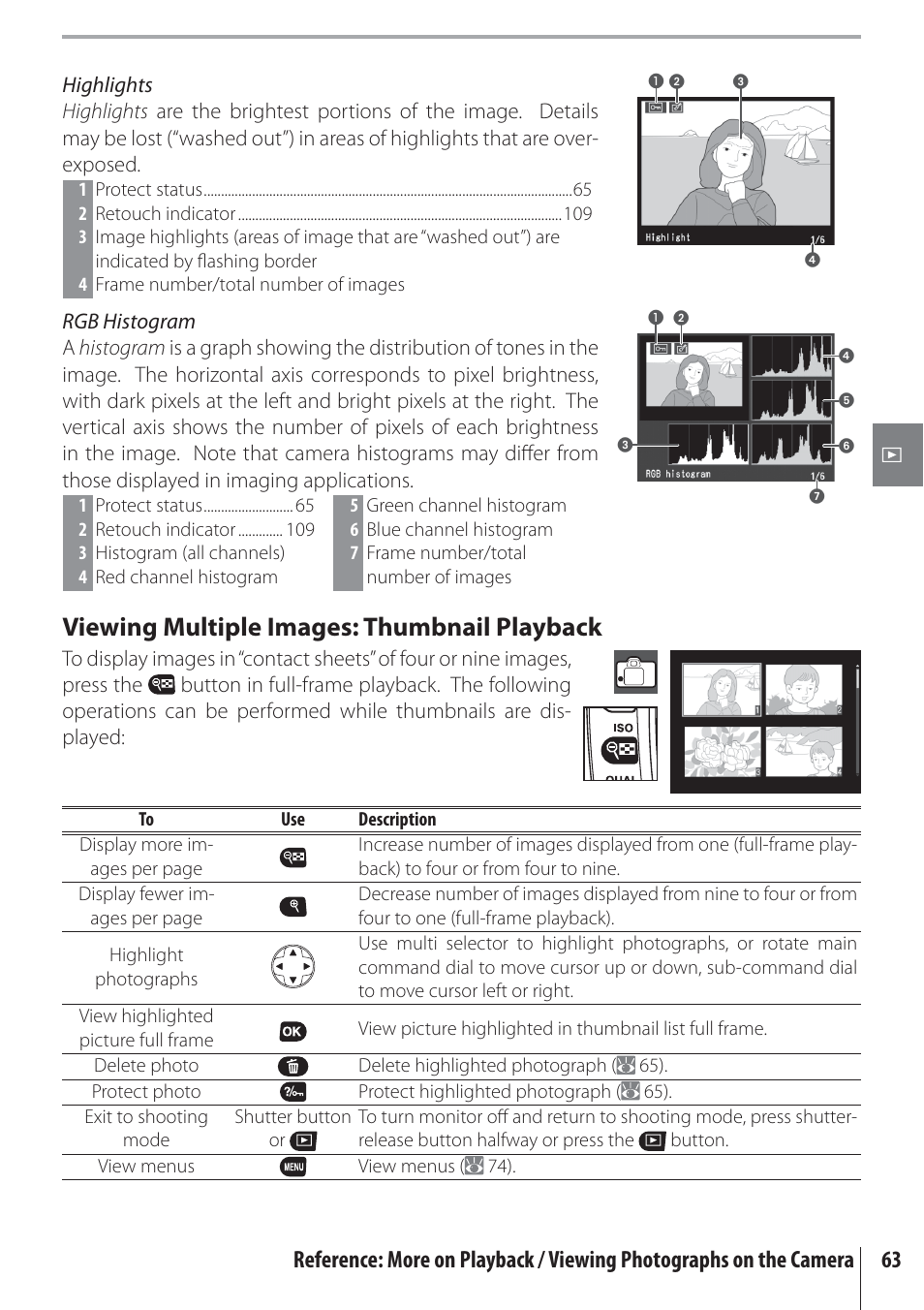 Viewing multiple images: thumbnail playback | Nikon D80 User Manual | Page 75 / 162