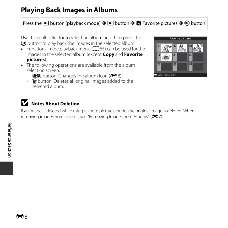 Playing back images in albums | Nikon S3600 User Manual | Page 106 / 208