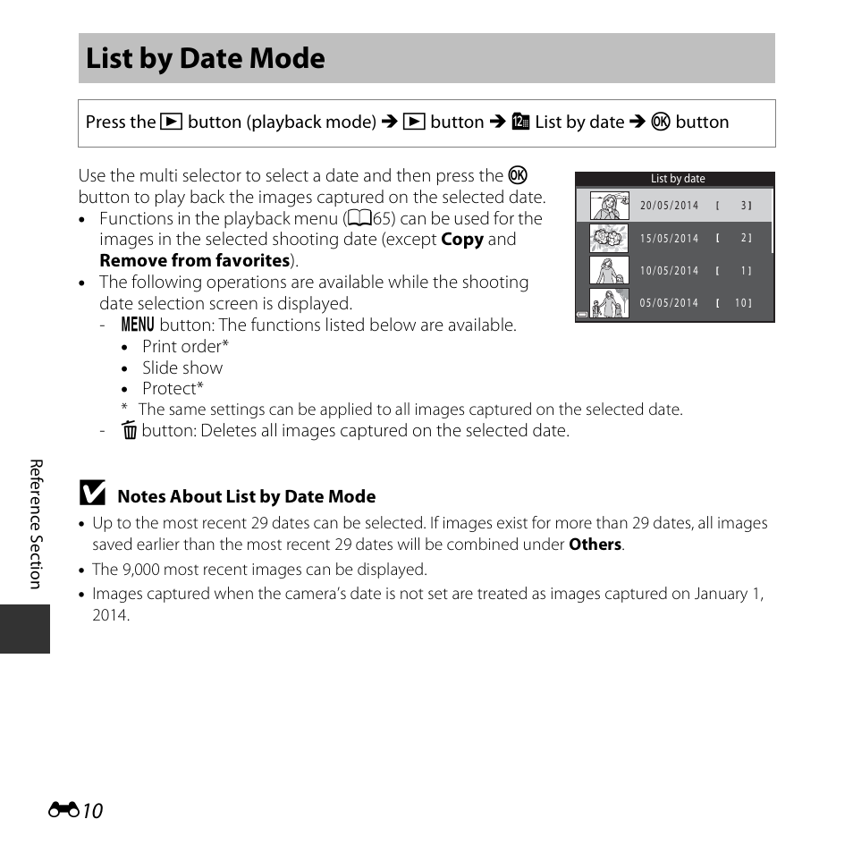 List by date mode | Nikon S3600 User Manual | Page 110 / 208