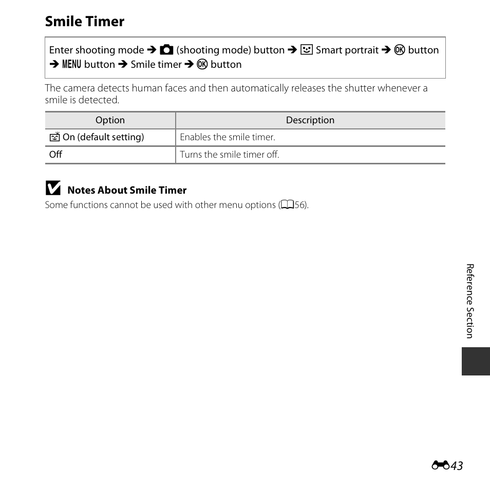 Smile timer | Nikon S3600 User Manual | Page 143 / 208