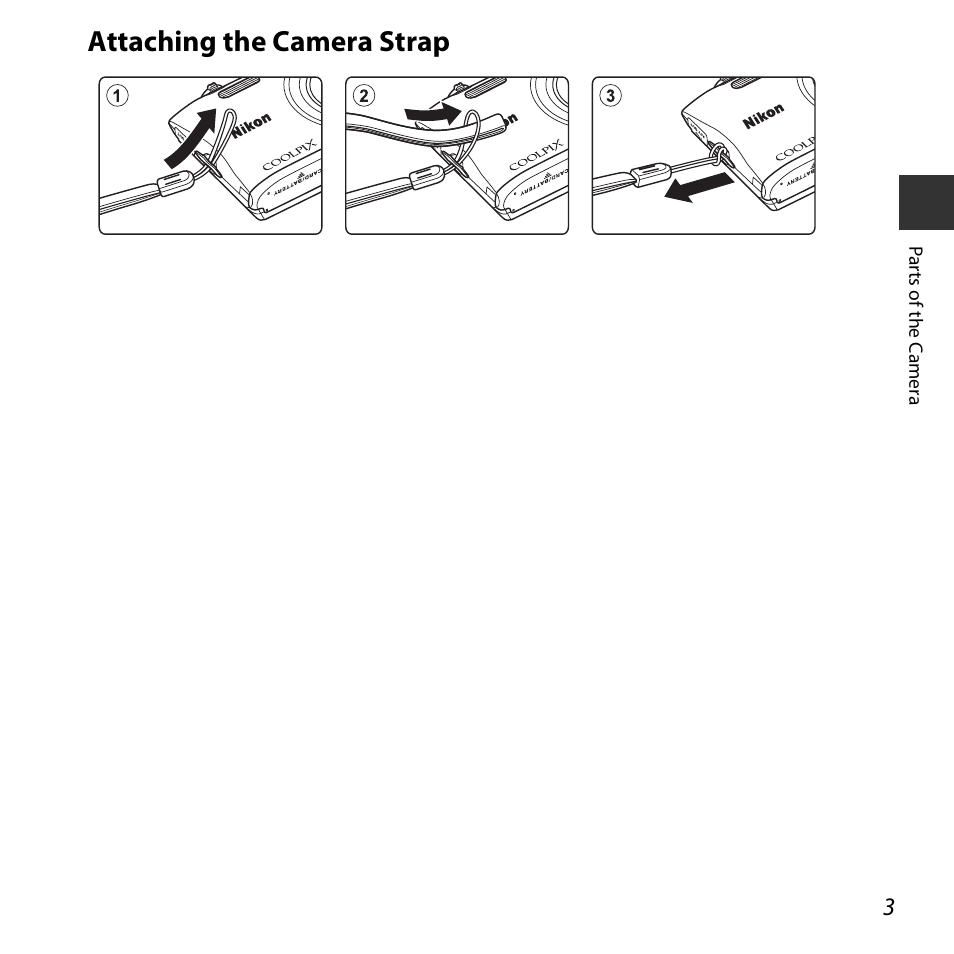 Attaching the camera strap | Nikon S3600 User Manual | Page 21 / 208