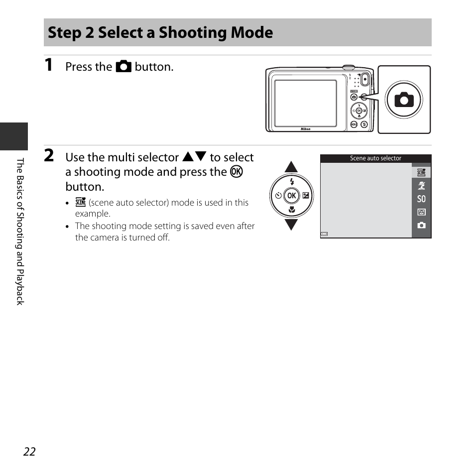 Step 2 select a shooting mode | Nikon S3600 User Manual | Page 40 / 208