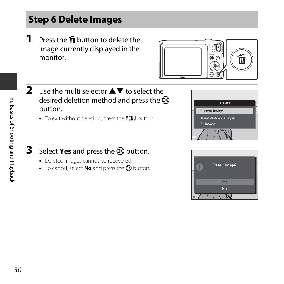 Step 6 delete images | Nikon S3600 User Manual | Page 48 / 208