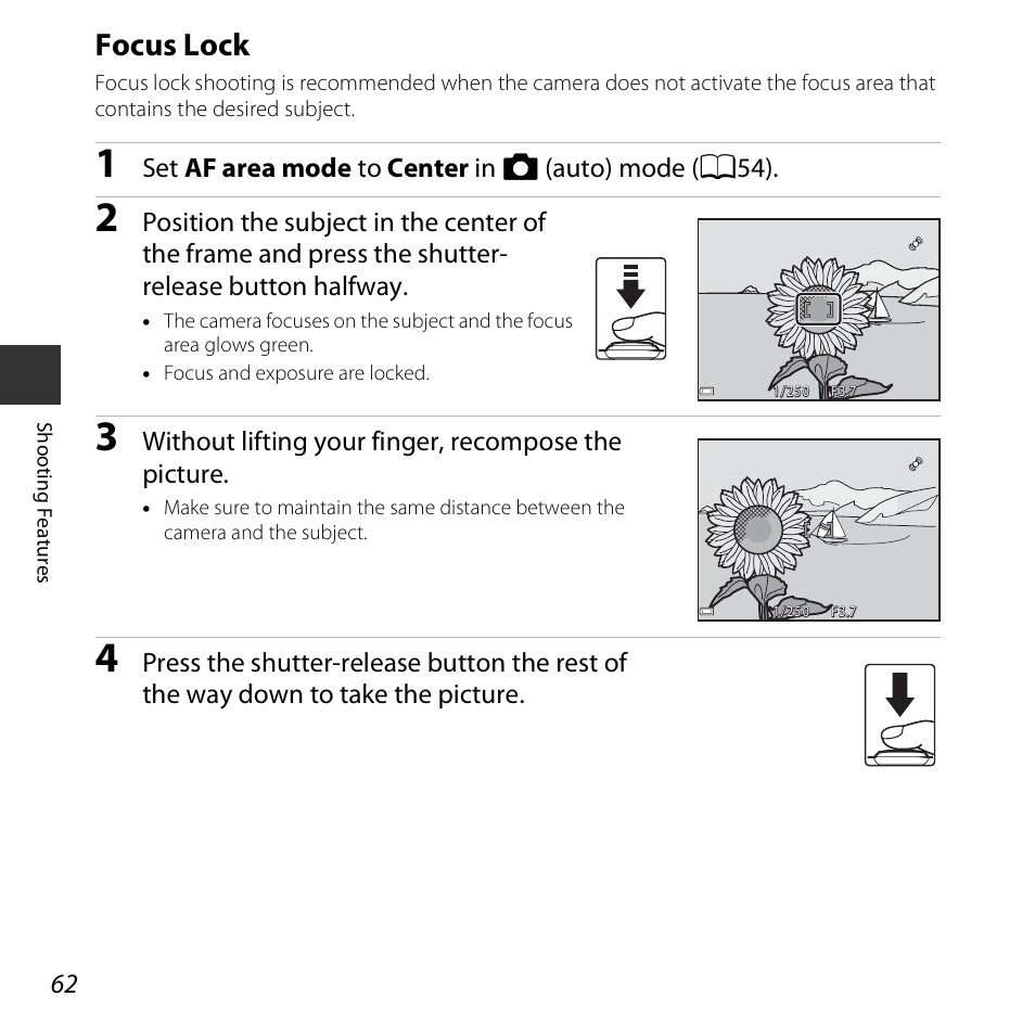 Focus lock | Nikon S3600 User Manual | Page 80 / 208