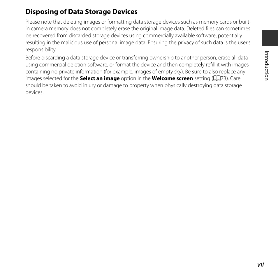 Disposing of data storage devices | Nikon S3600 User Manual | Page 9 / 208