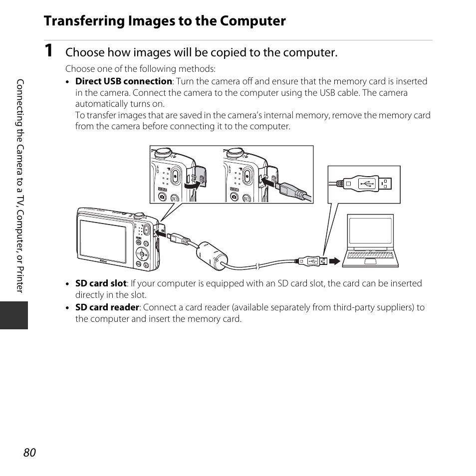 Transferring images to the computer, Choose how images will be copied to the computer | Nikon S3600 User Manual | Page 98 / 208