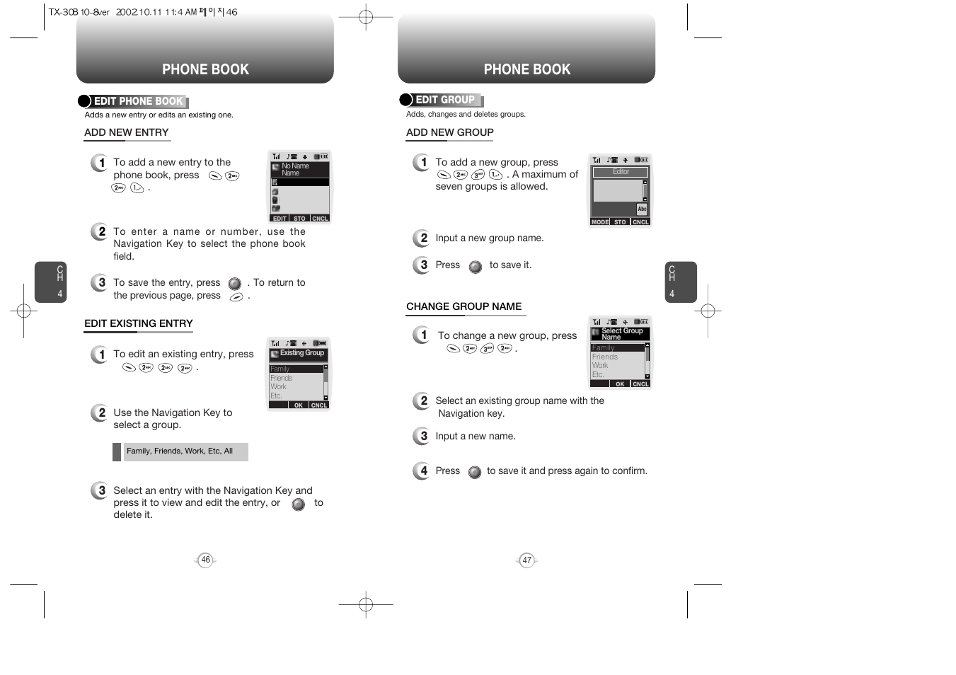 Phone book | Audiovox CDMA2000 User Manual | Page 25 / 67