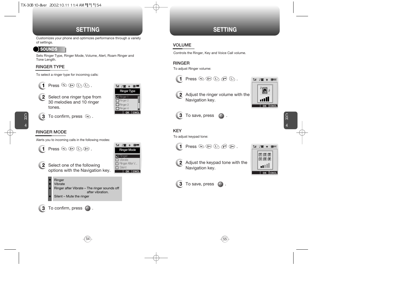 Setting | Audiovox CDMA2000 User Manual | Page 29 / 67