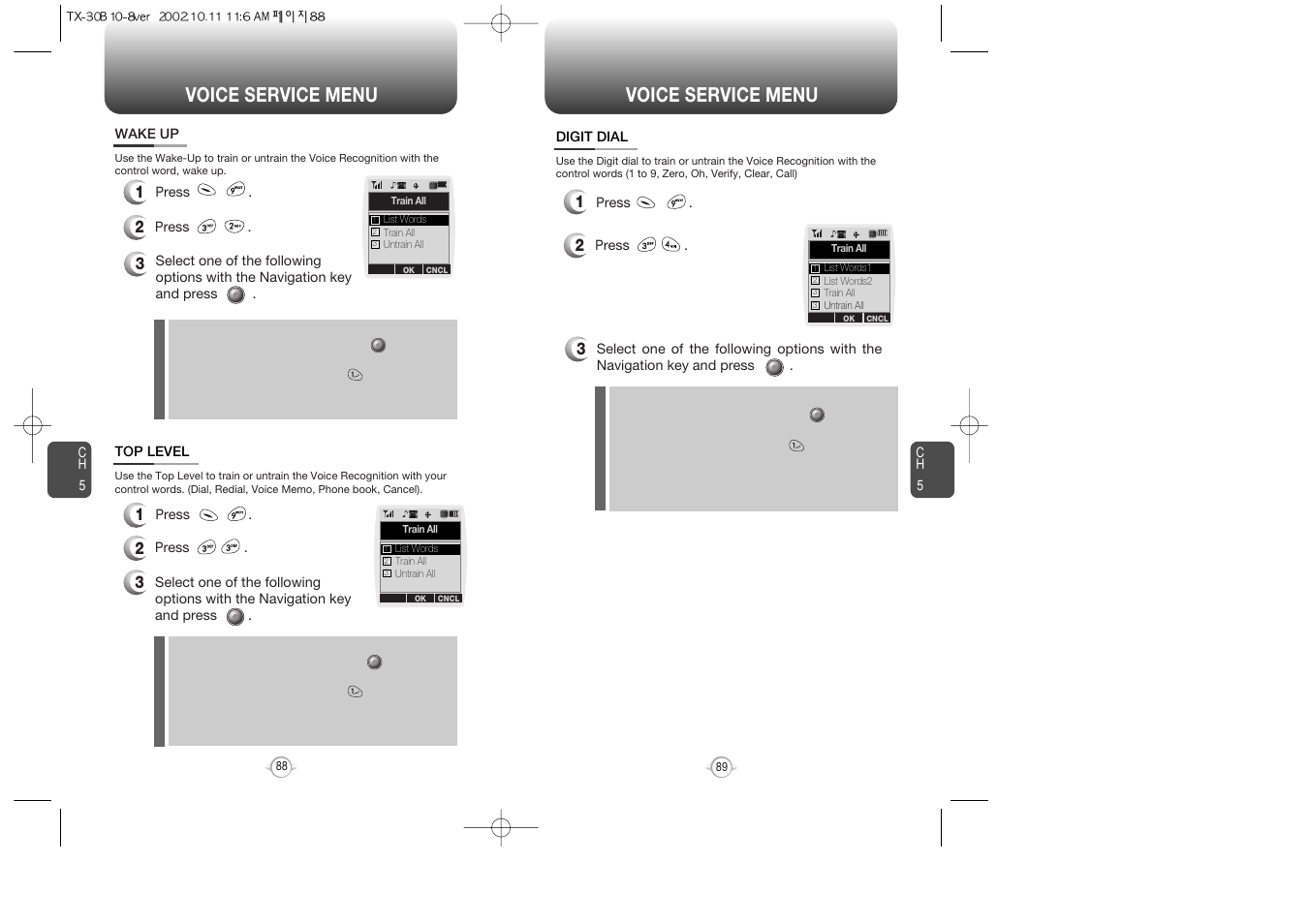 Voice service menu | Audiovox CDMA2000 User Manual | Page 46 / 67