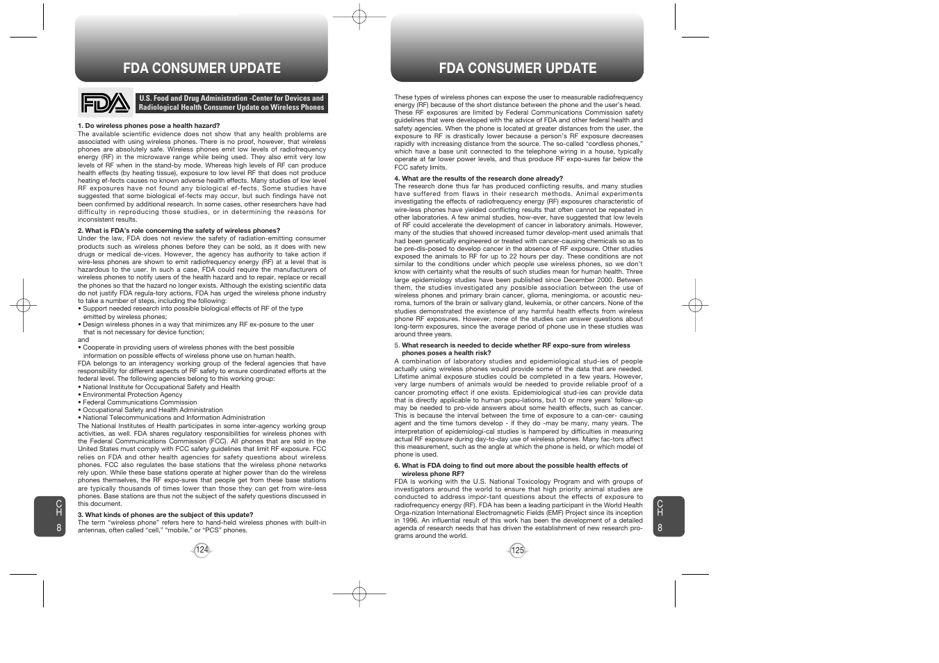 Fda consumer update | Audiovox CDMA2000 User Manual | Page 64 / 67