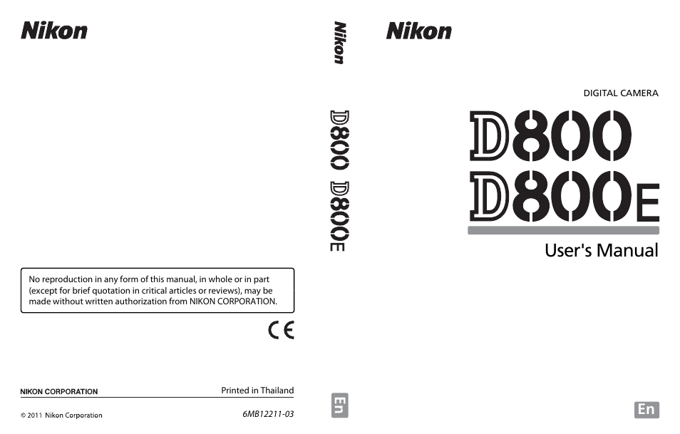 Nikon D800 User Manual | 472 pages