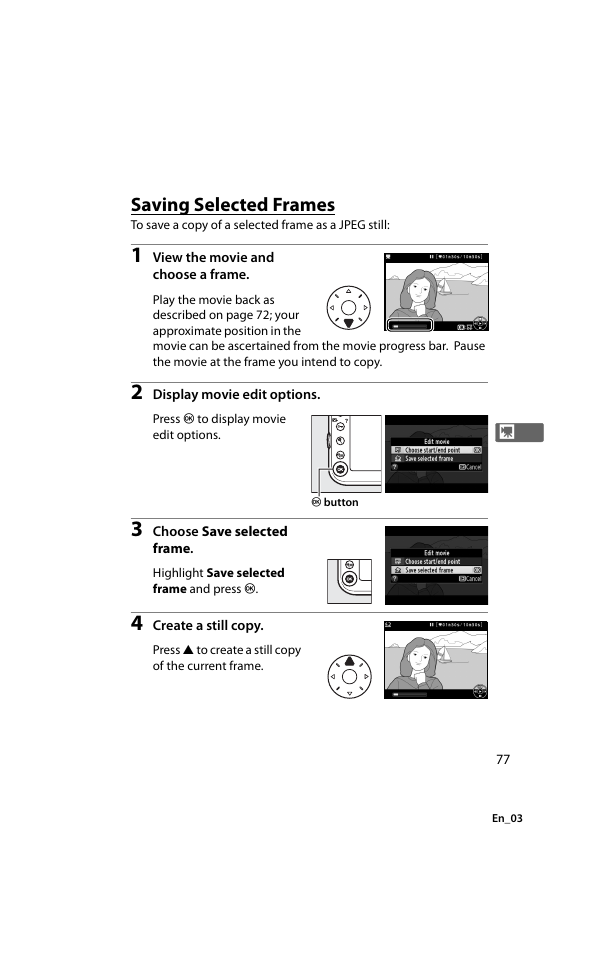 Saving selected frames | Nikon D800 User Manual | Page 101 / 472