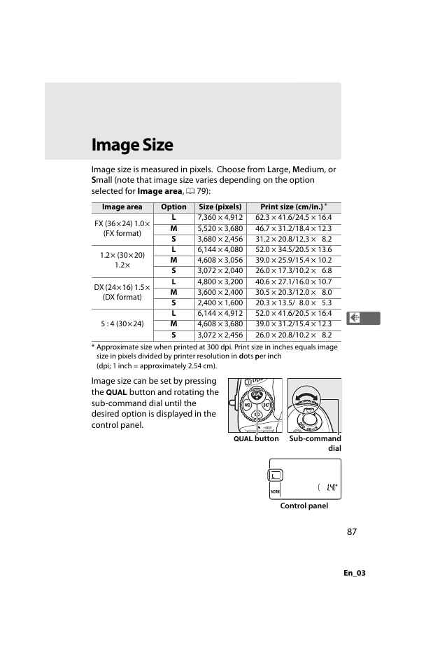 Image size | Nikon D800 User Manual | Page 111 / 472