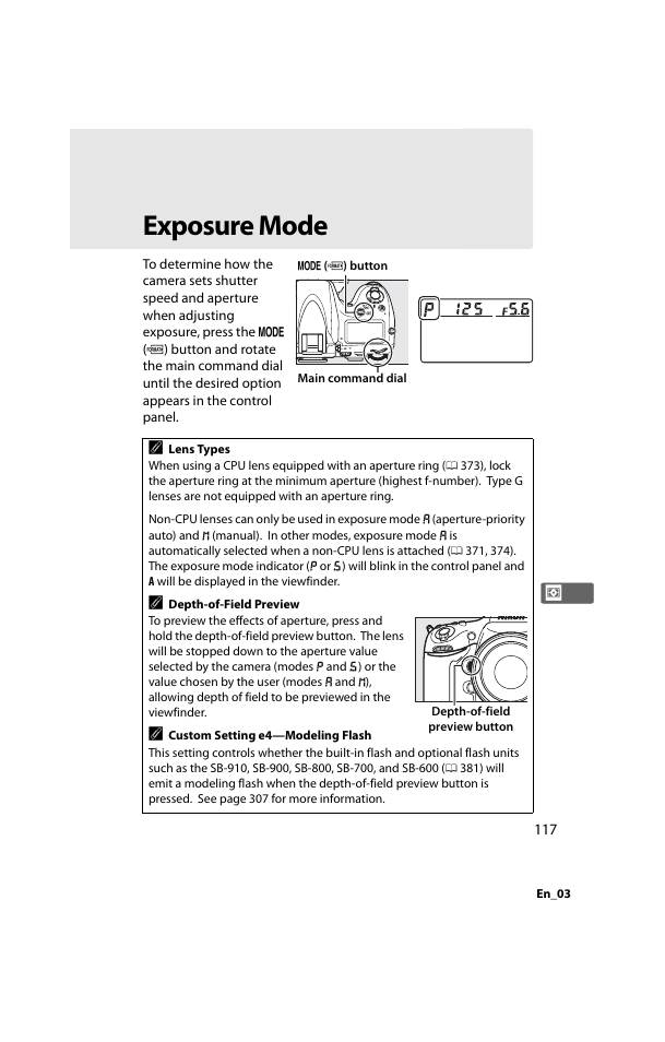 Exposure mode | Nikon D800 User Manual | Page 141 / 472