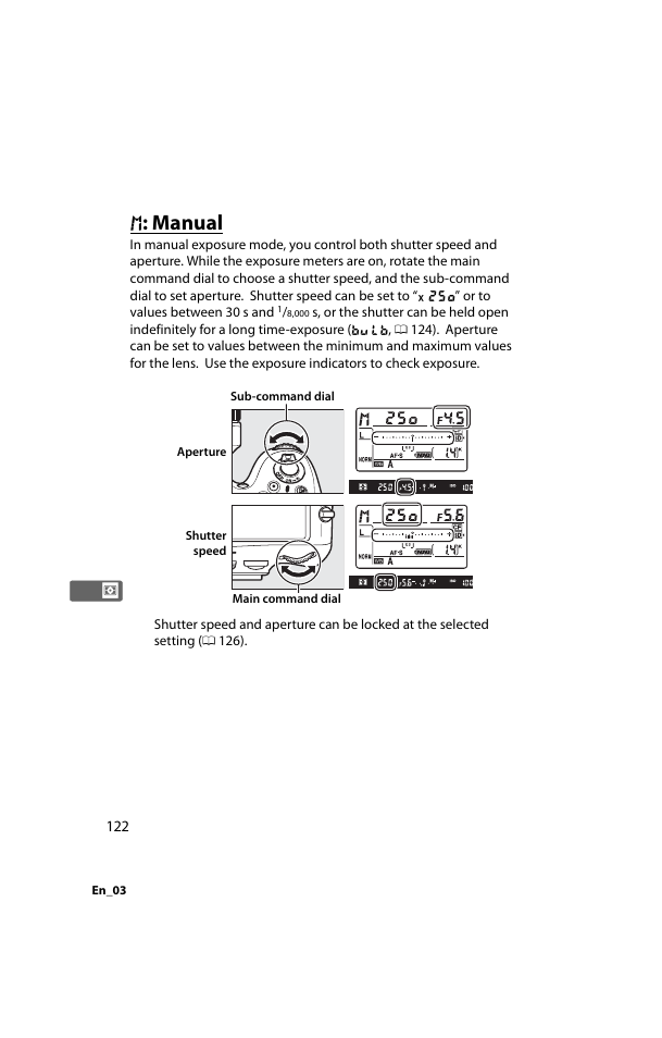 M: manual, H: manual, H : manual | Nikon D800 User Manual | Page 146 / 472