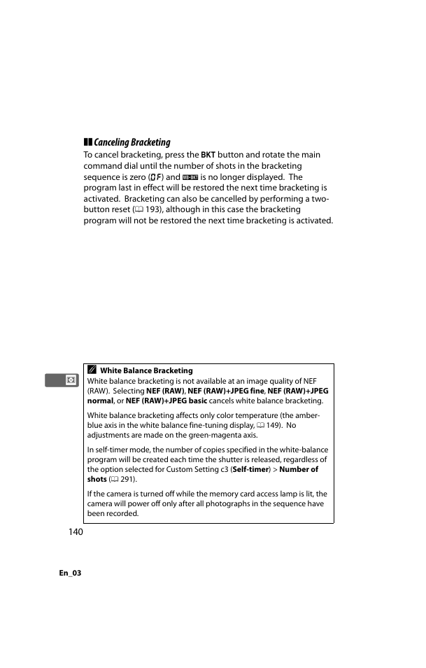 Canceling bracketing | Nikon D800 User Manual | Page 164 / 472