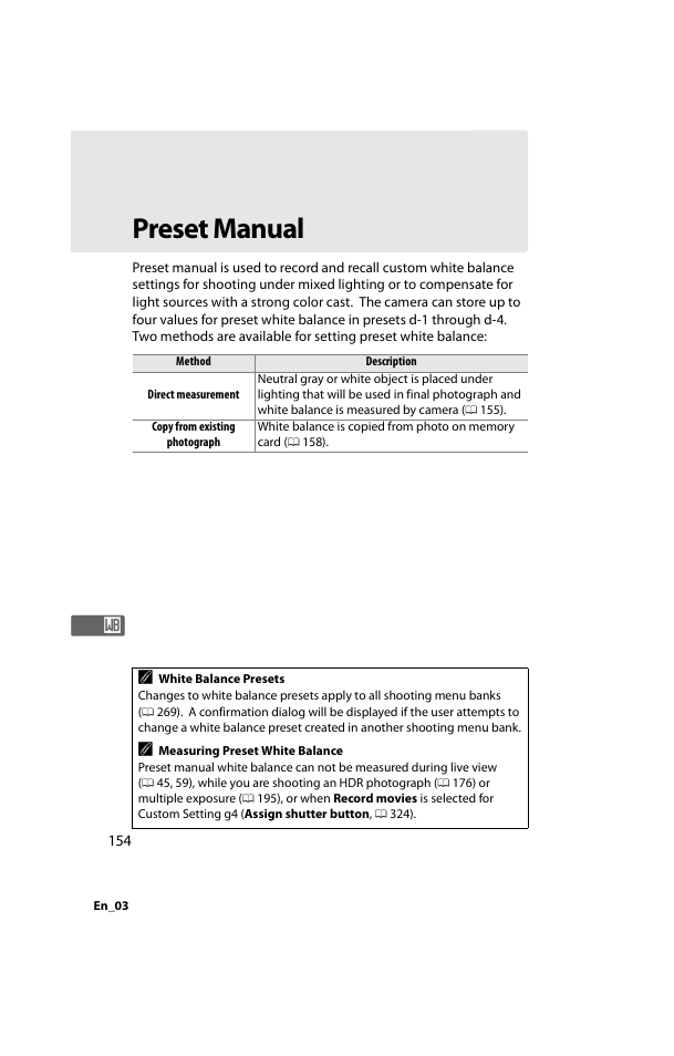 Preset manual | Nikon D800 User Manual | Page 178 / 472