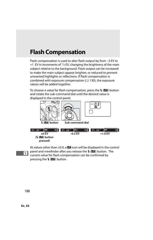 Flash compensation | Nikon D800 User Manual | Page 212 / 472