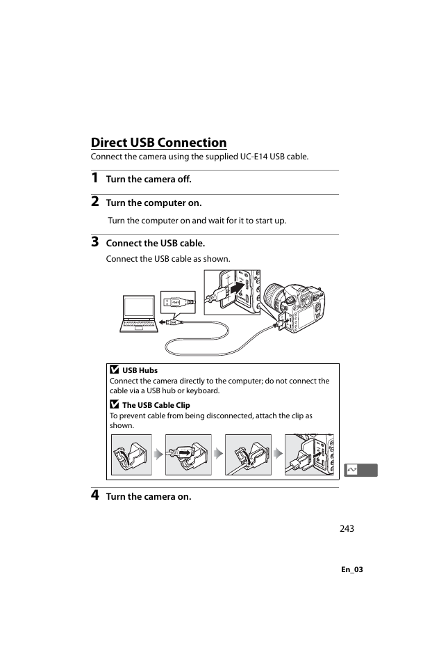 Direct usb connection | Nikon D800 User Manual | Page 267 / 472