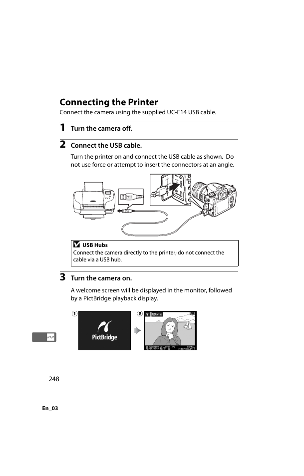 Connecting the printer | Nikon D800 User Manual | Page 272 / 472