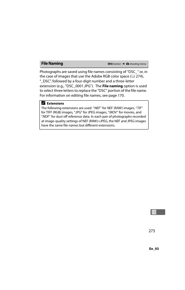File naming | Nikon D800 User Manual | Page 297 / 472