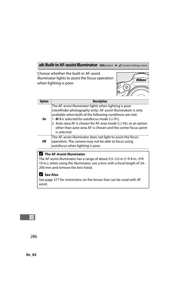 A8: built-in af-assist illuminator | Nikon D800 User Manual | Page 310 / 472