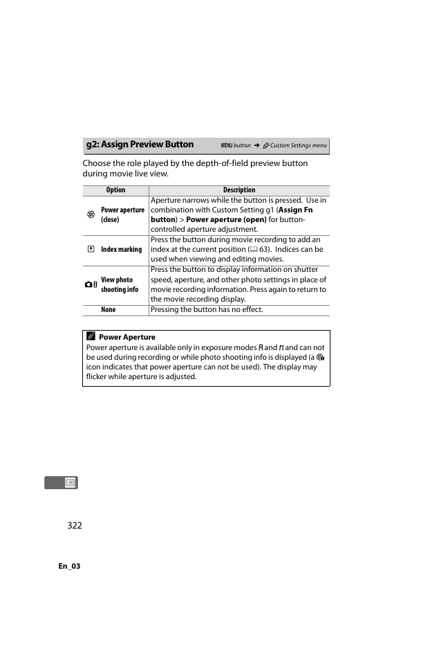 G2: assign preview button | Nikon D800 User Manual | Page 346 / 472