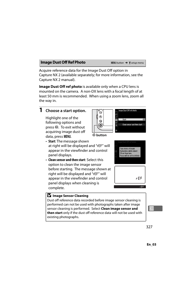 Image dust off ref photo | Nikon D800 User Manual | Page 351 / 472