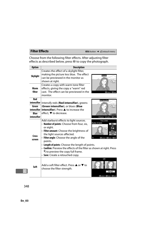 Filter effects | Nikon D800 User Manual | Page 372 / 472