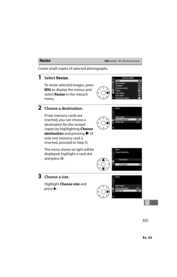 Resize | Nikon D800 User Manual | Page 379 / 472