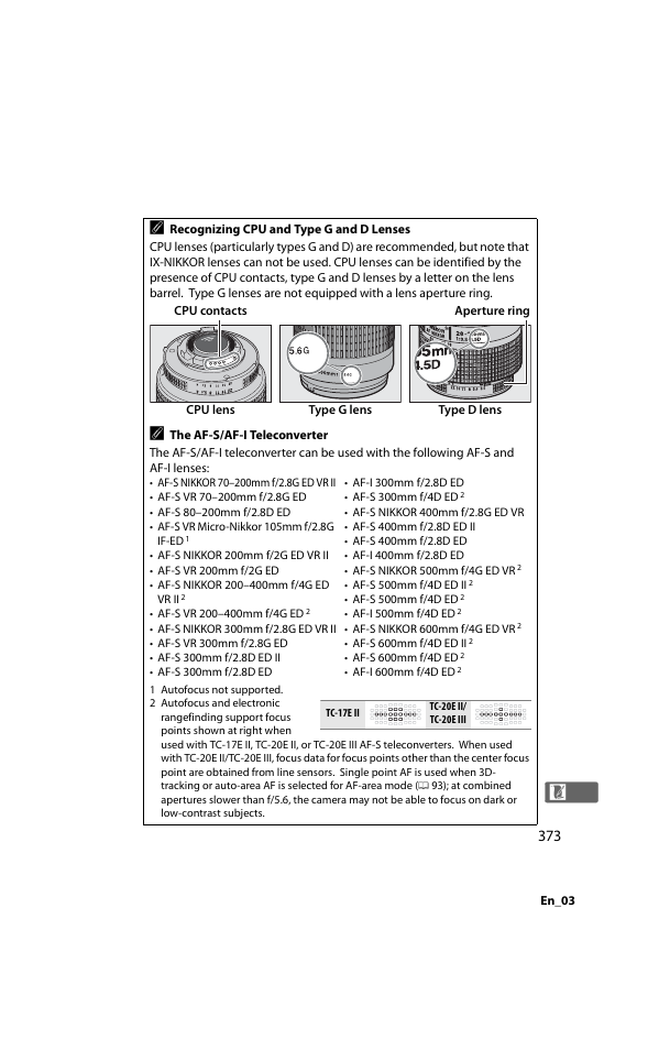 0 373), lock, Ge 373 | Nikon D800 User Manual | Page 397 / 472