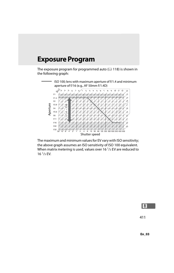 Exposure program, Ev are reduced to 16, En_03 | Nikon D800 User Manual | Page 435 / 472