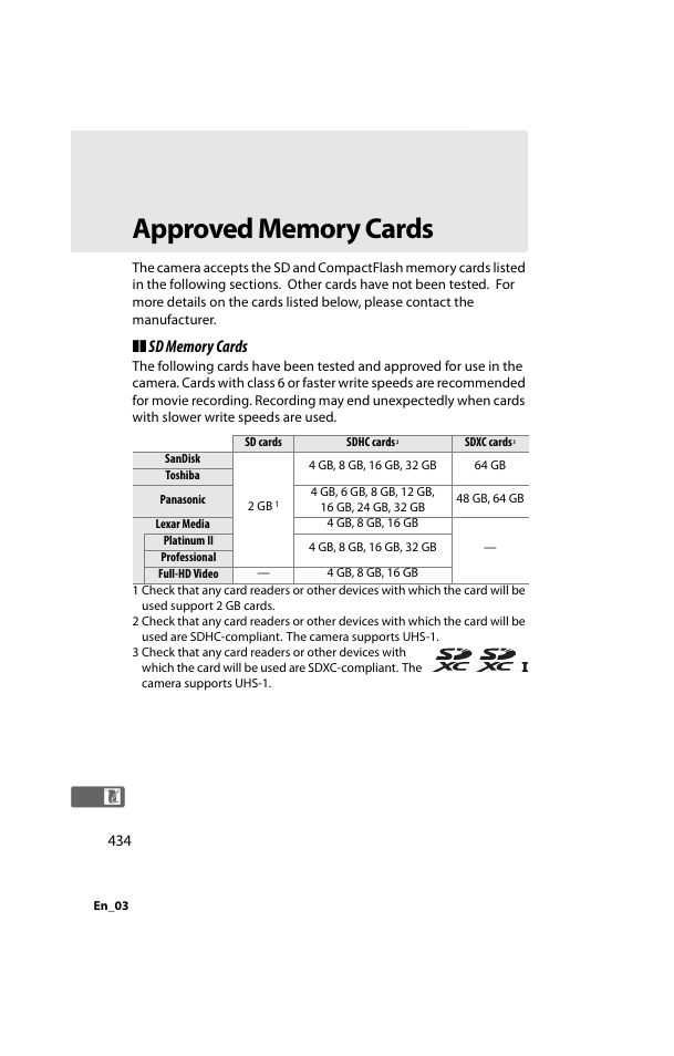 Approved memory cards | Nikon D800 User Manual | Page 458 / 472