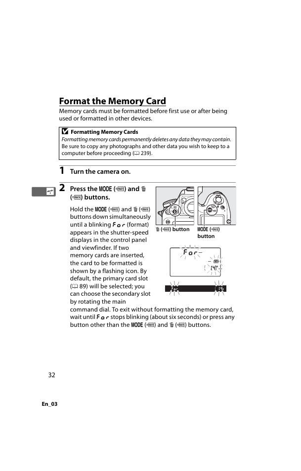 Format the memory card | Nikon D800 User Manual | Page 56 / 472