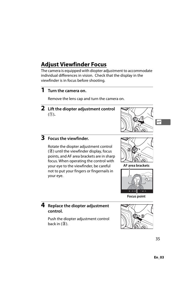 Adjust viewfinder focus | Nikon D800 User Manual | Page 59 / 472