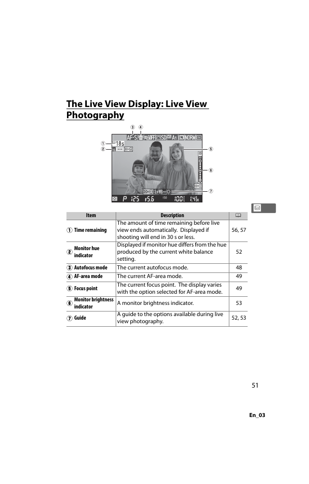 The live view display: live view photography | Nikon D800 User Manual | Page 75 / 472