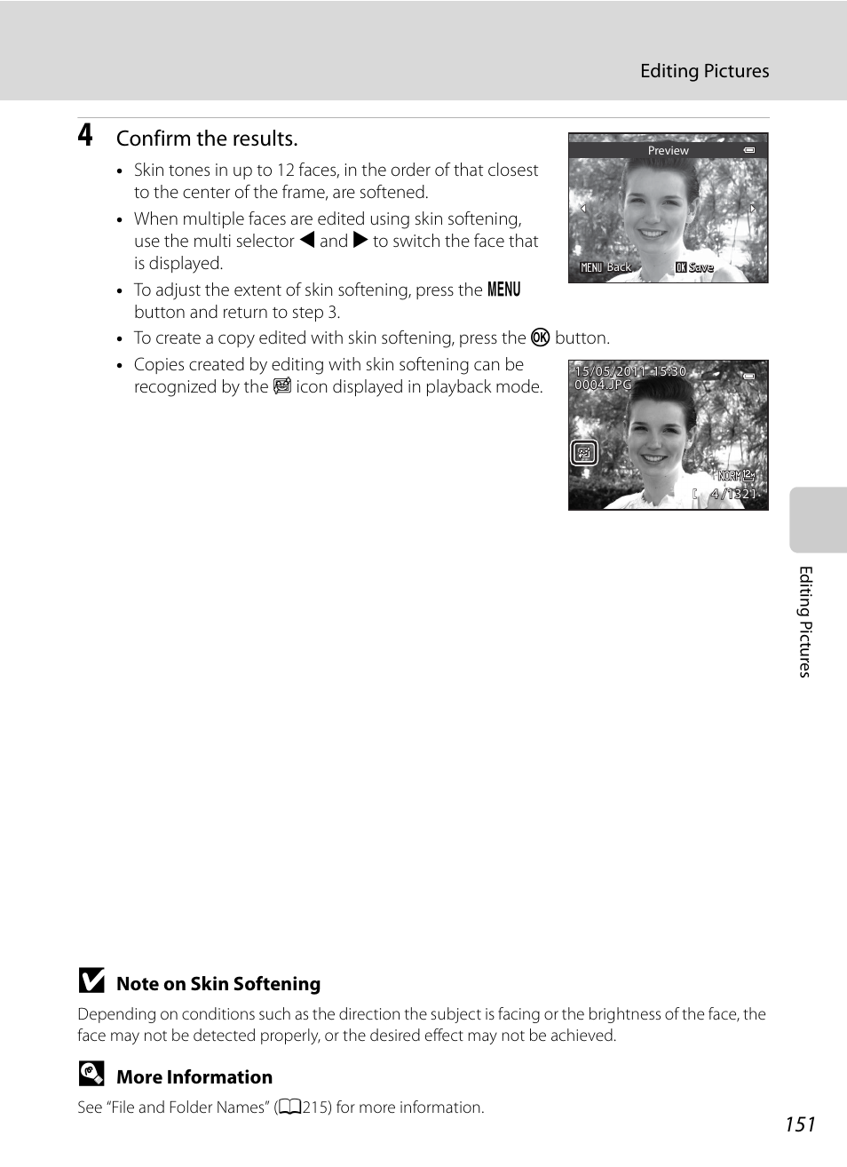 Confirm the results | Nikon COOLPIX P500 User Manual | Page 165 / 252