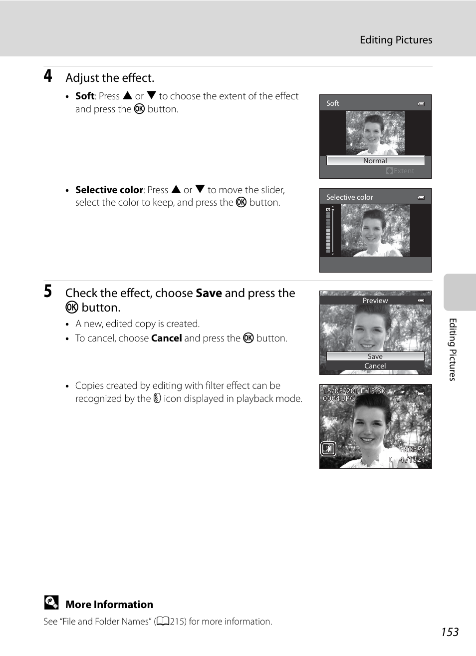 Adjust the effect | Nikon COOLPIX P500 User Manual | Page 167 / 252