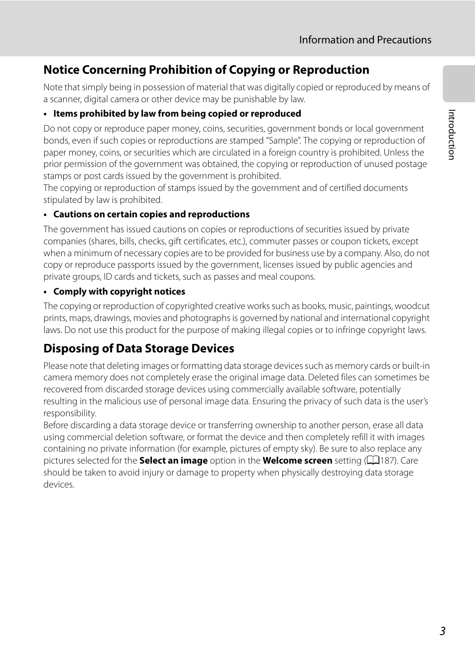 Disposing of data storage devices | Nikon COOLPIX P500 User Manual | Page 17 / 252