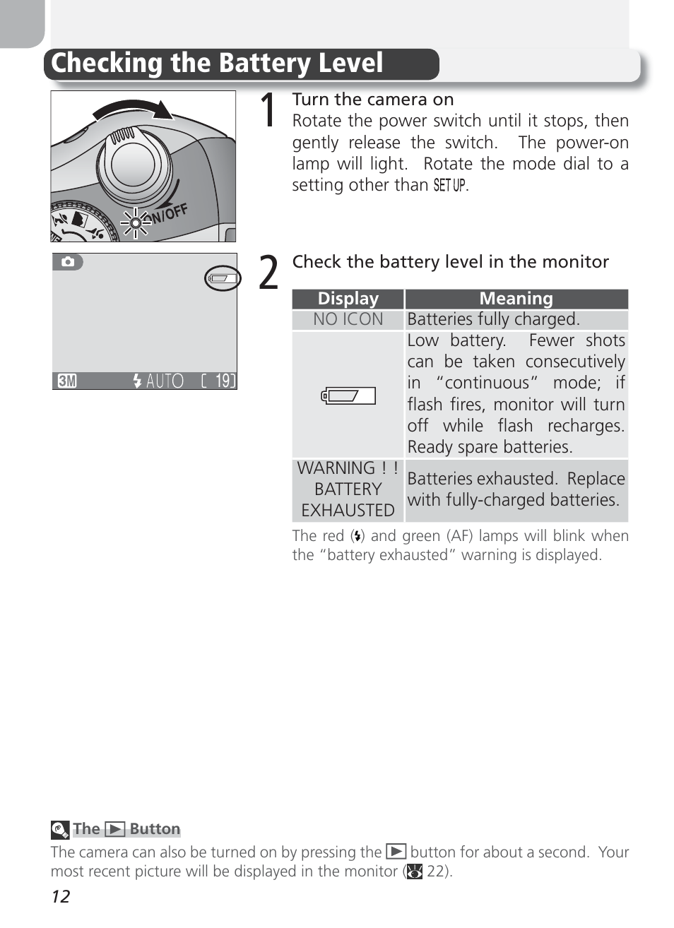 Checking the battery level | Nikon Coolpix 3100 User Manual | Page 22 / 104