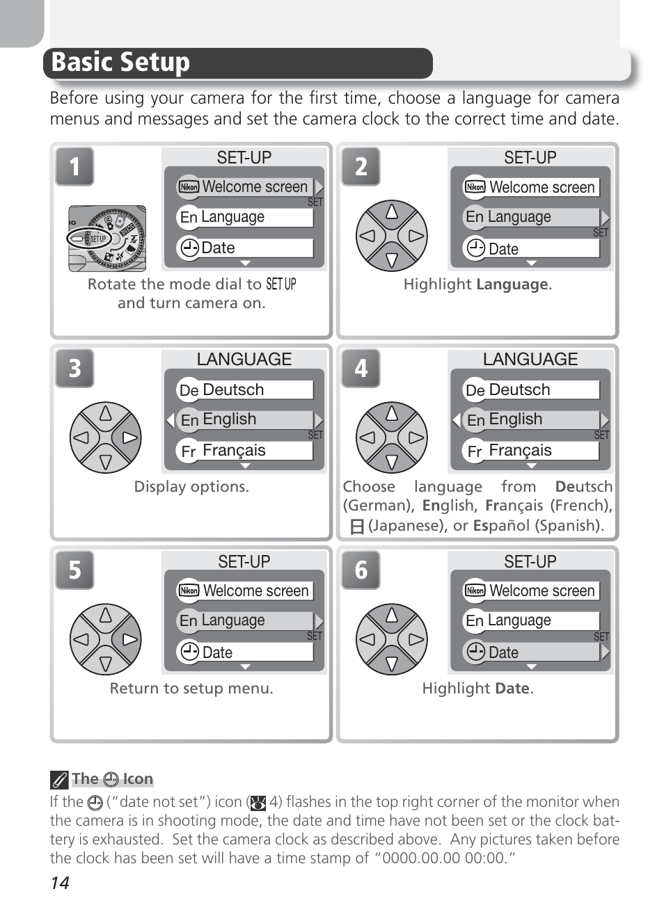 Basic setup | Nikon Coolpix 3100 User Manual | Page 24 / 104