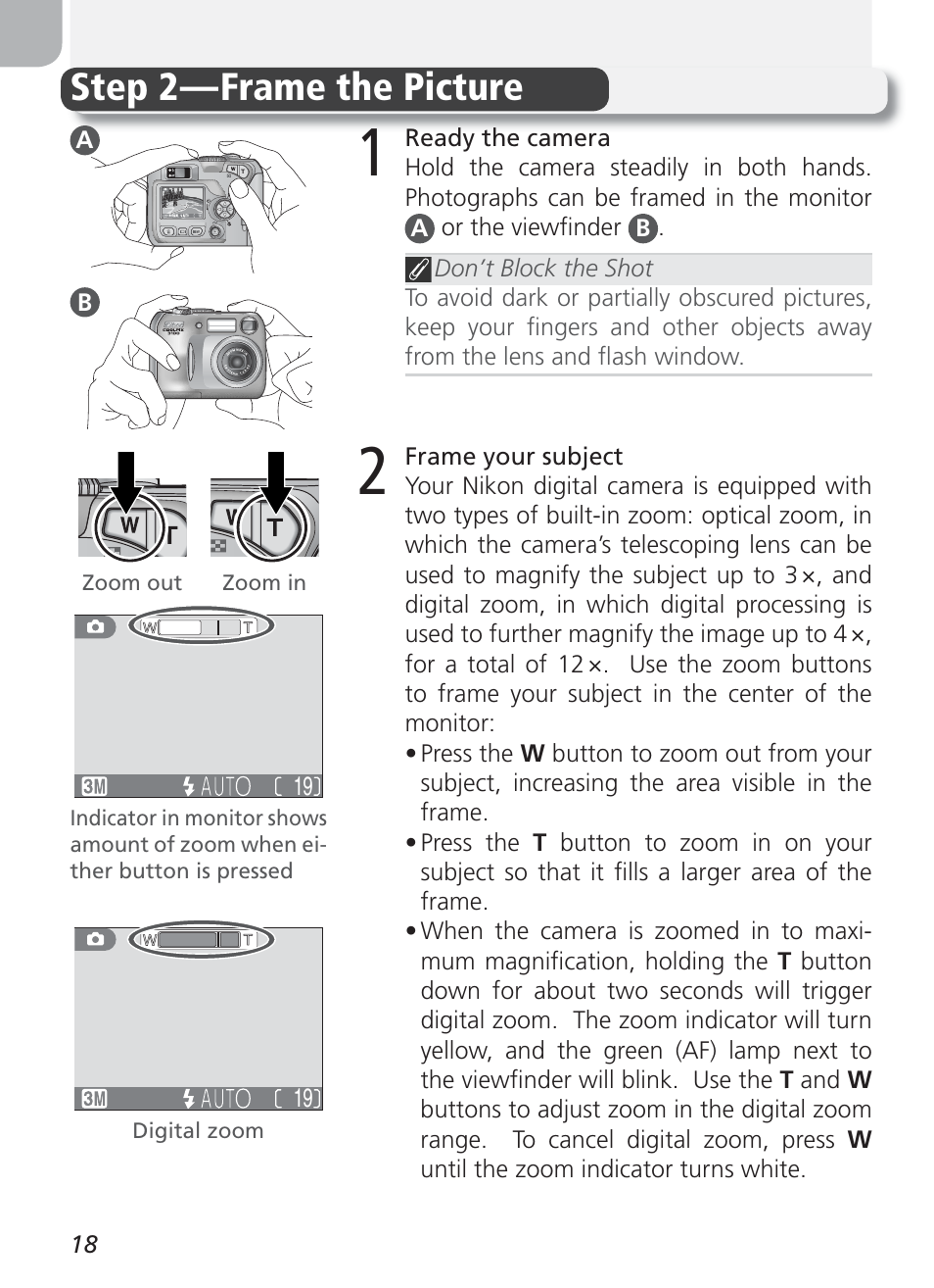 Step 2 — frame the picture | Nikon Coolpix 3100 User Manual | Page 28 / 104