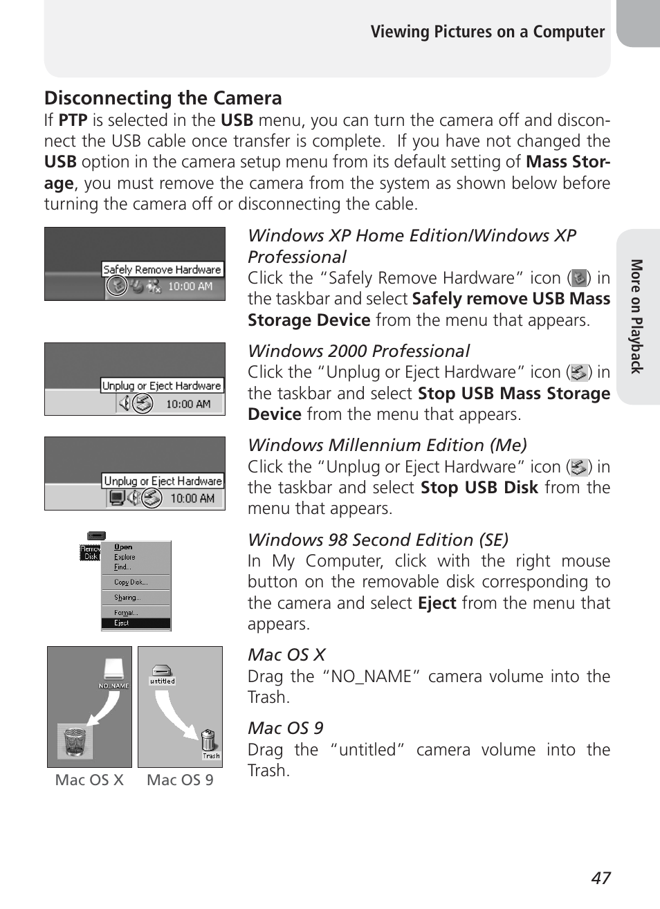 Disconnecting the camera | Nikon Coolpix 3100 User Manual | Page 57 / 104
