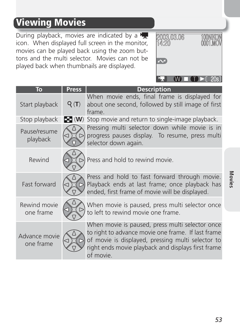 Viewing movies | Nikon Coolpix 3100 User Manual | Page 63 / 104