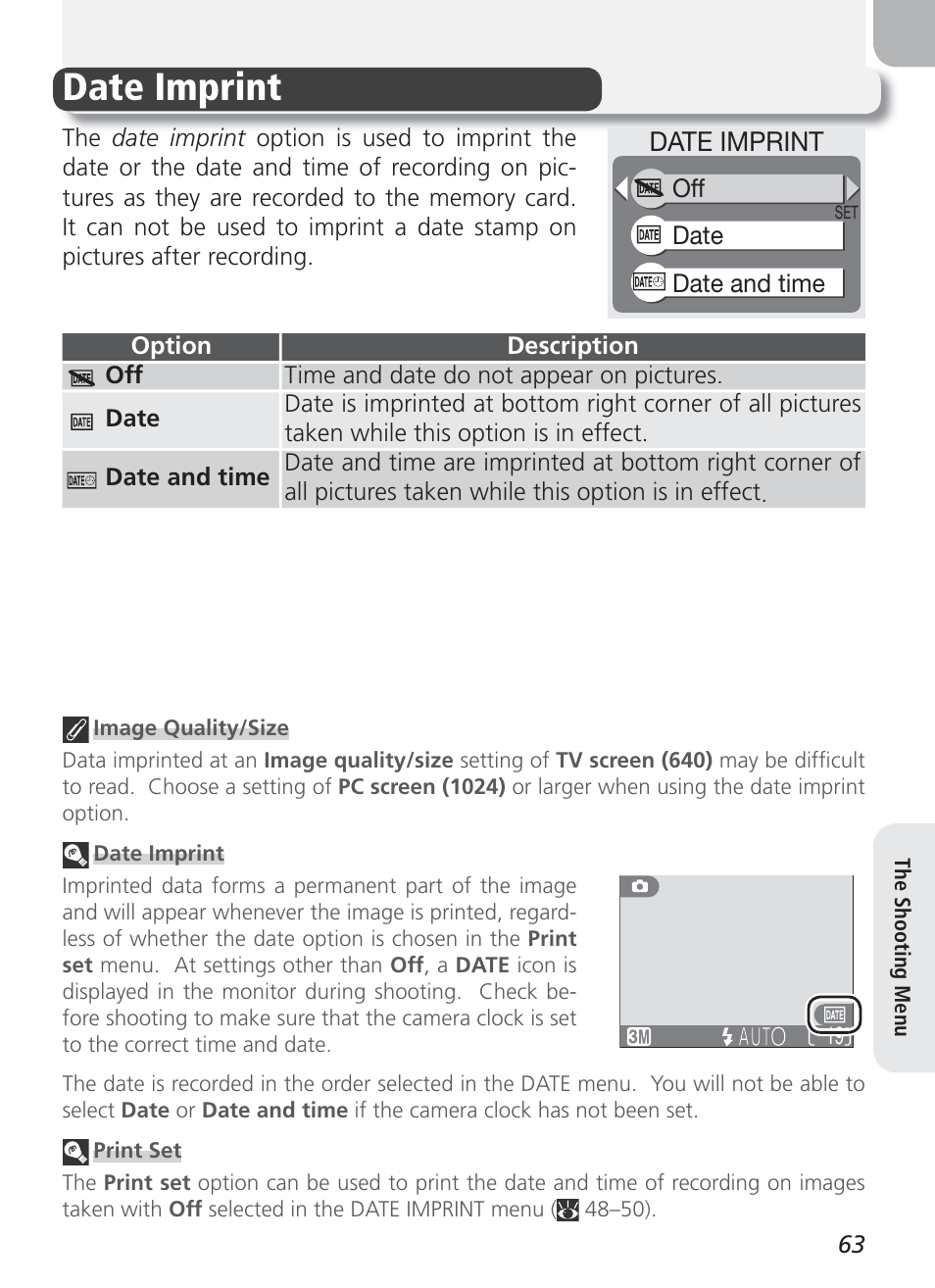 Date imprint | Nikon Coolpix 3100 User Manual | Page 73 / 104