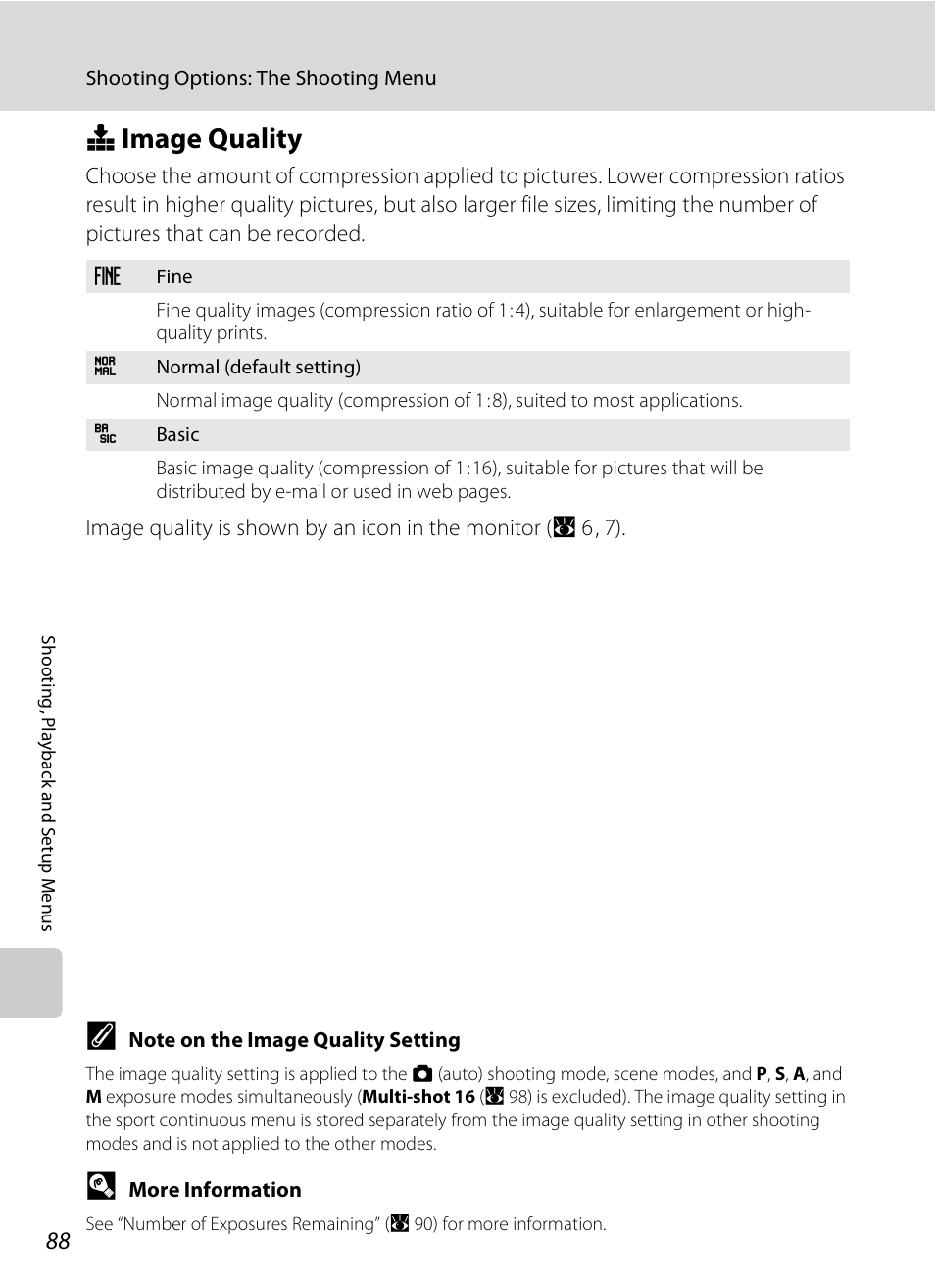 Image quality, Q image quality, A 88 | A 88), Qimage quality | Nikon P80 User Manual | Page 102 / 167