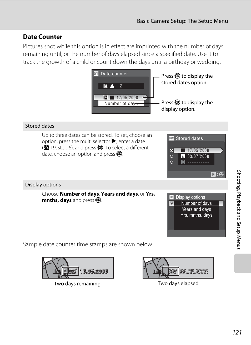 Date counter | Nikon P80 User Manual | Page 135 / 167